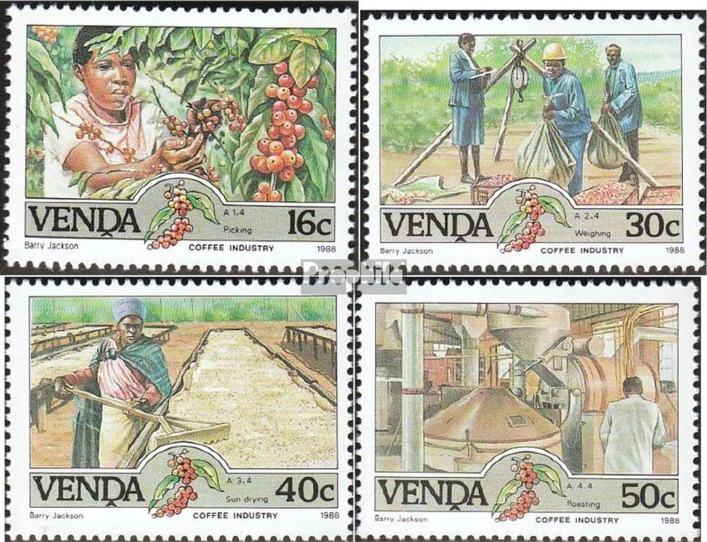 Briefmarken Südafrika - Venda 1988 Mi 167-170 (kompl.Ausg.) FDC Kaffee-Industrie
