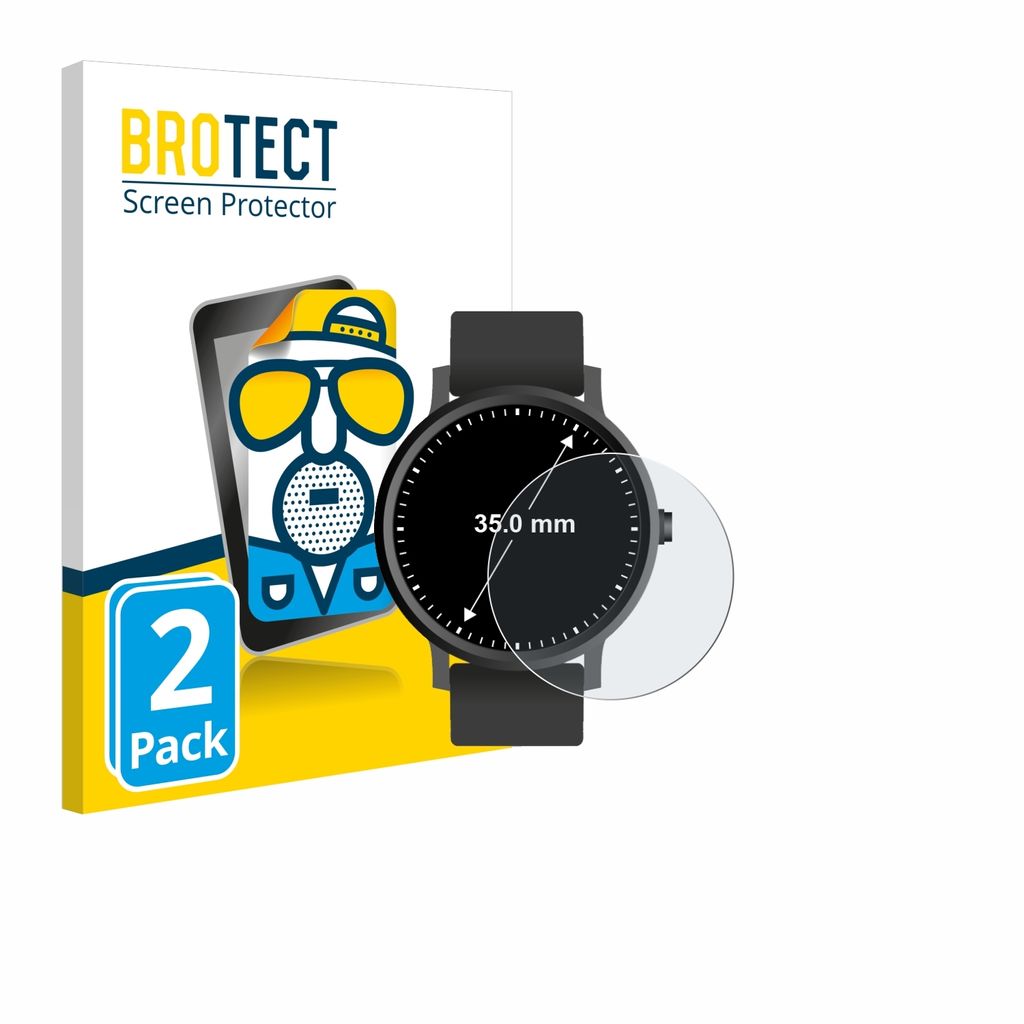 2x BROTECT Schutzfolie für Kreisrunde Displays (ø: 35 mm) Displayschutz Displayschutzfolie Folie Matt Entspiegelungsfolie
