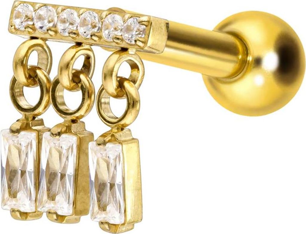 Ohrpiercing Titan Ohrpiercing mit Innengewinde WINDSPIEL Gold Stablänge: 8mm