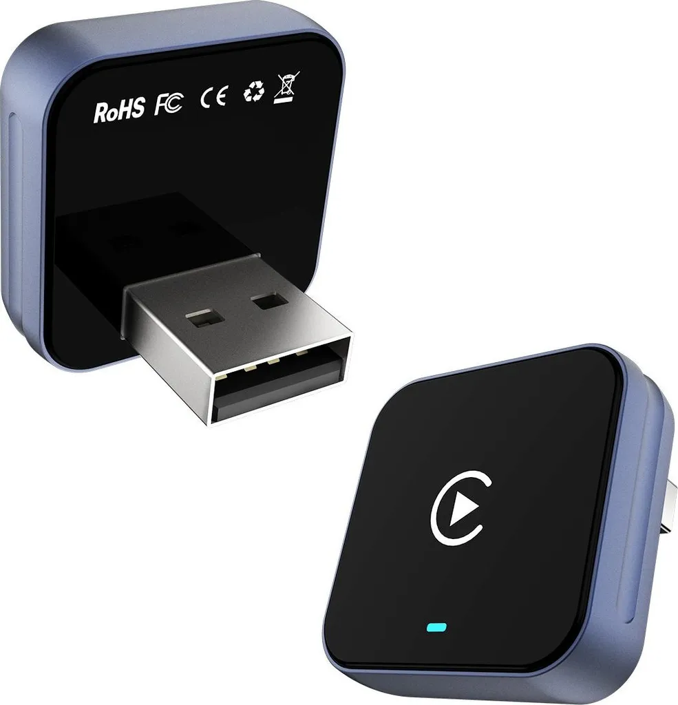 INF Adattatore Wireless CarPlay - Grigio Metallo: Trasforma CarPlay Cablato in Wireless