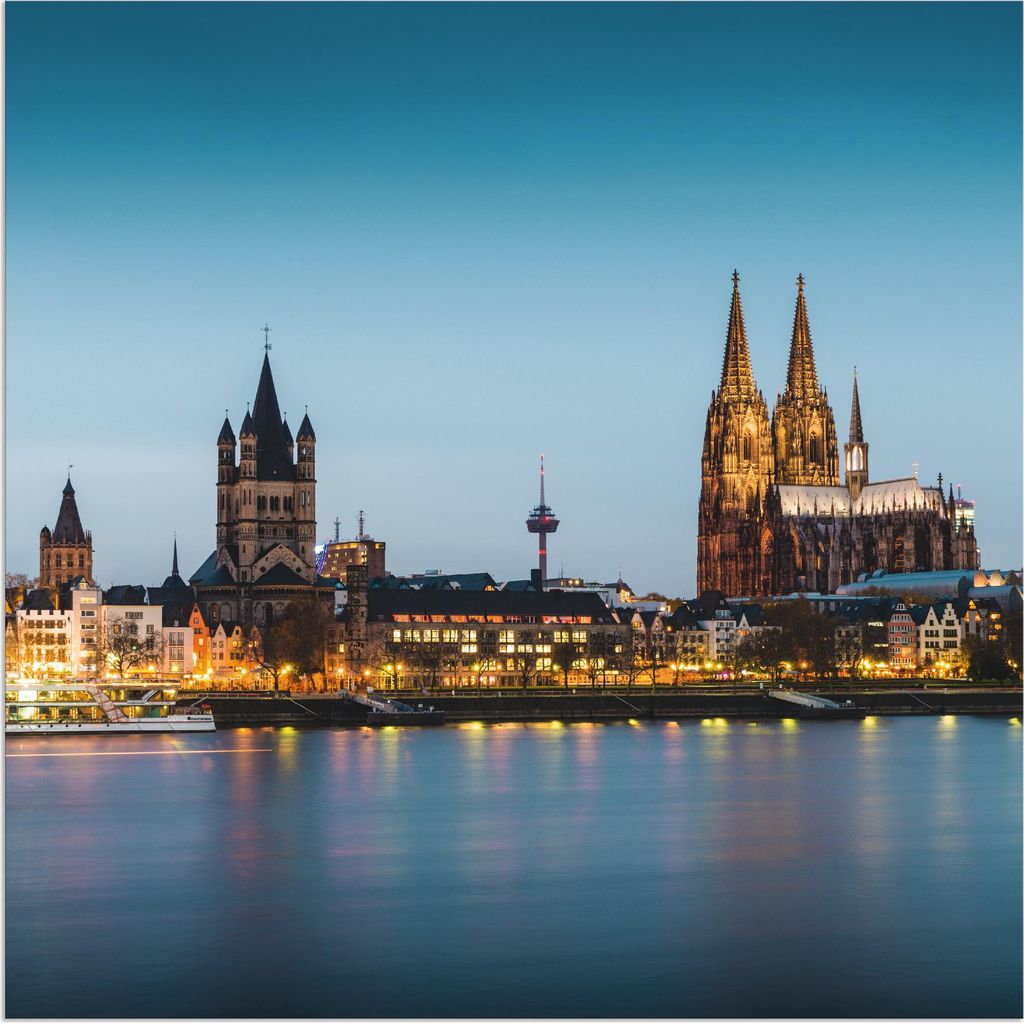 ARTland Wandbild Alu für Innen & Outdoor Köln Rheinpromenade Größe: 30x30 cm