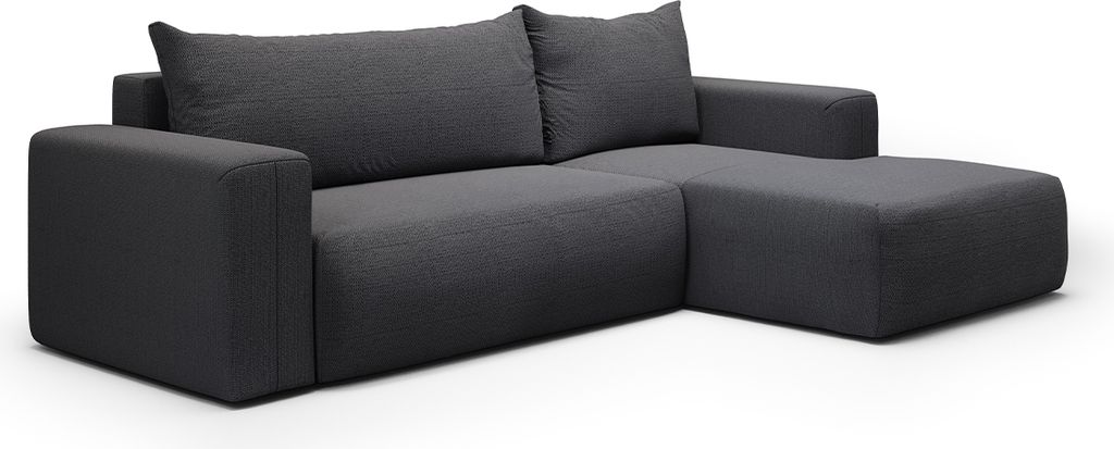 Ecksofa rechts umwandelbar 3-Sitzer Truhe Bliss Dunkelgrau