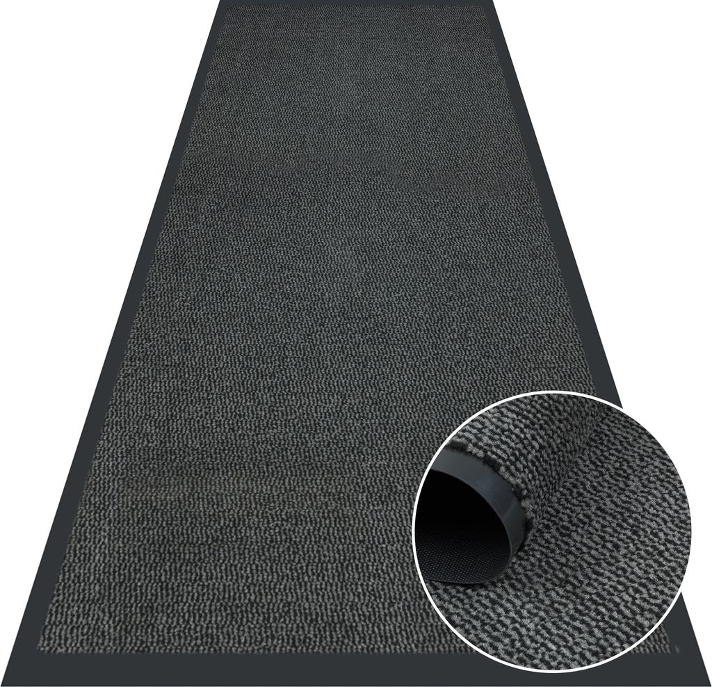 Fußmatte - Für Innen und Außen - 80x200 cm - Grau - Rutschfest - Für Zuhause, Büro, Laden, Hotel - Einfach zu Reinigen - BRUNO