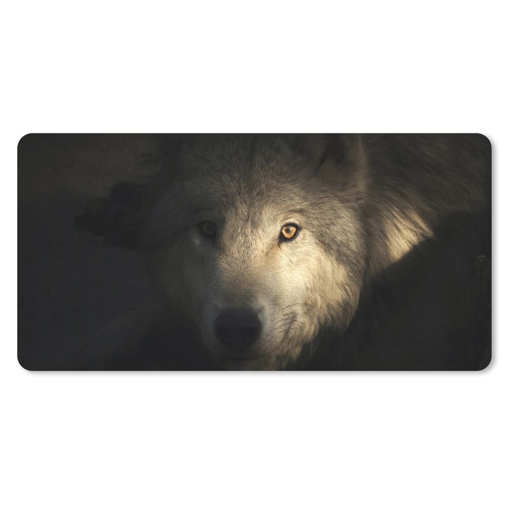 MuchoWow Schreibtischunterlage Porträt eines arktischen Wolfs 80x40 cm - XXL Mauspad - Gaming Mauspad