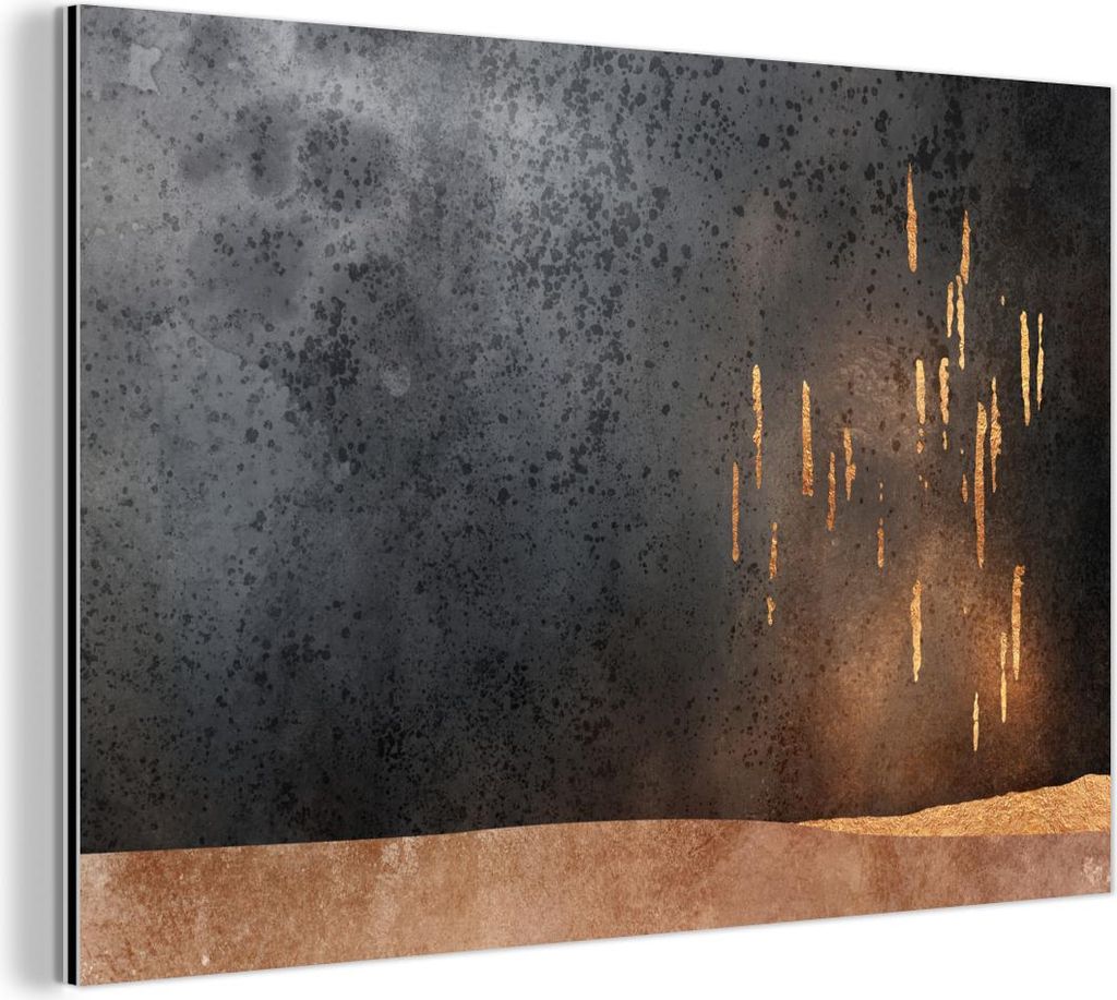 MuchoWow Wanddekoration Metall Metallbild Wandkunst 90x60 cm Abstrakt - Gold - Design MuchoWow Aluminium Gemälde - Wandbilder