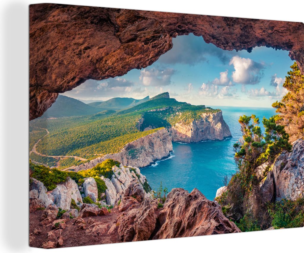 OneMillionCanvasses - Leinwandbilder - 150x100 cm, Höhle - Natur - Meer - Landschaft, Wandbilder Kunstdruck Wanddekoration - Foto auf Leinwand -...