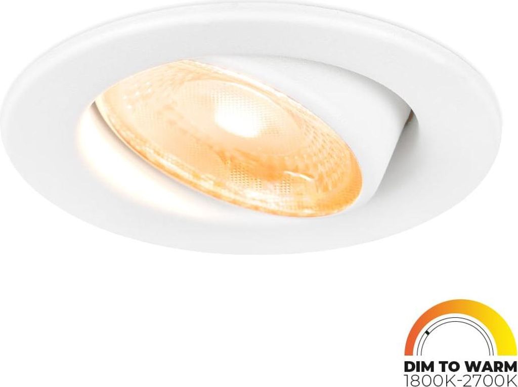 hoftronic LED Einbaustrahler 5W 480lm Dim to warm IP44 Weiß rund schwenkbar