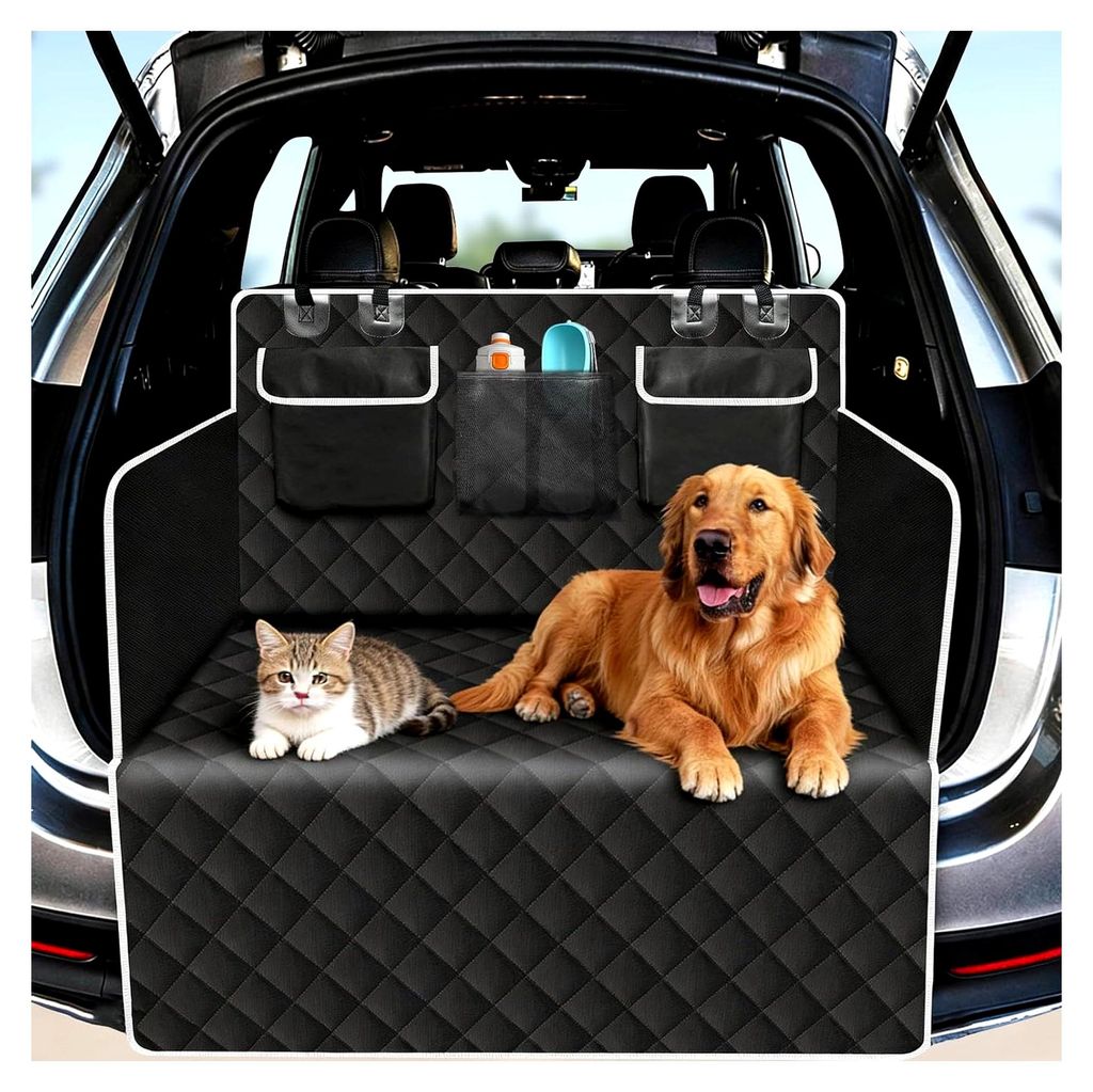 Kofferraumschutz für Hunde - Hundedecke für das Auto mit Ladekantenschutz und 3 Ablagefächern, wasserdicht und kratzfest, universell einsetzbar ...