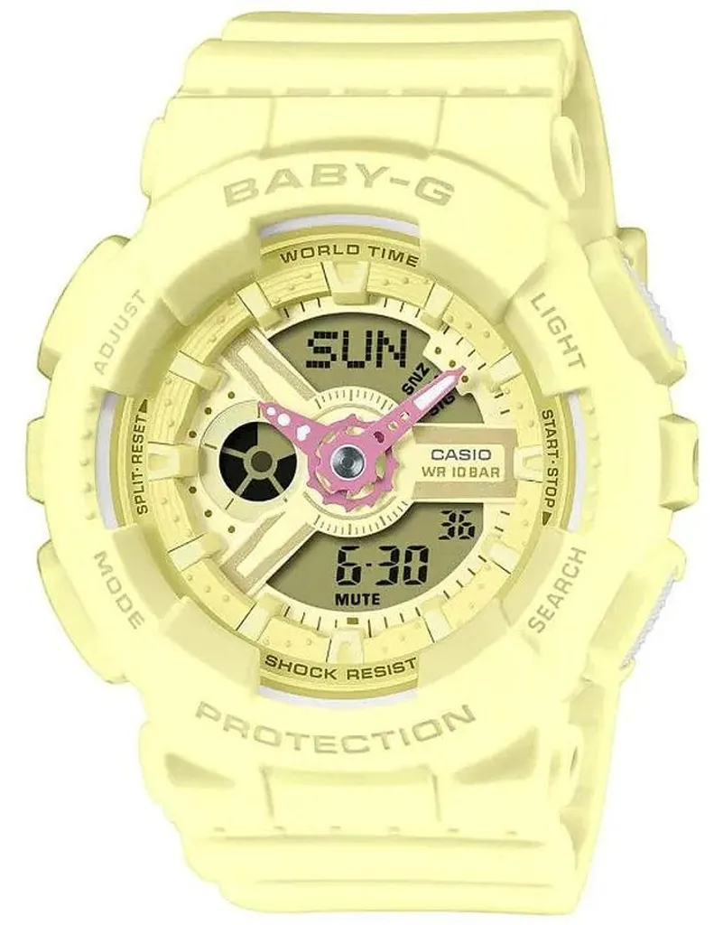 Montre Sport Femme Baby-G Jaune Pastel Casio BA-110AH en Résine