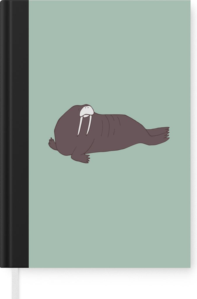 MuchoWow Notizbuch Tagebuch Haushaltsbuch Notebook A5 Walross - Kinder - Grün - Jungen - Blau - Kinder - Notizblock - Notizheft - Notebook - Sch...
