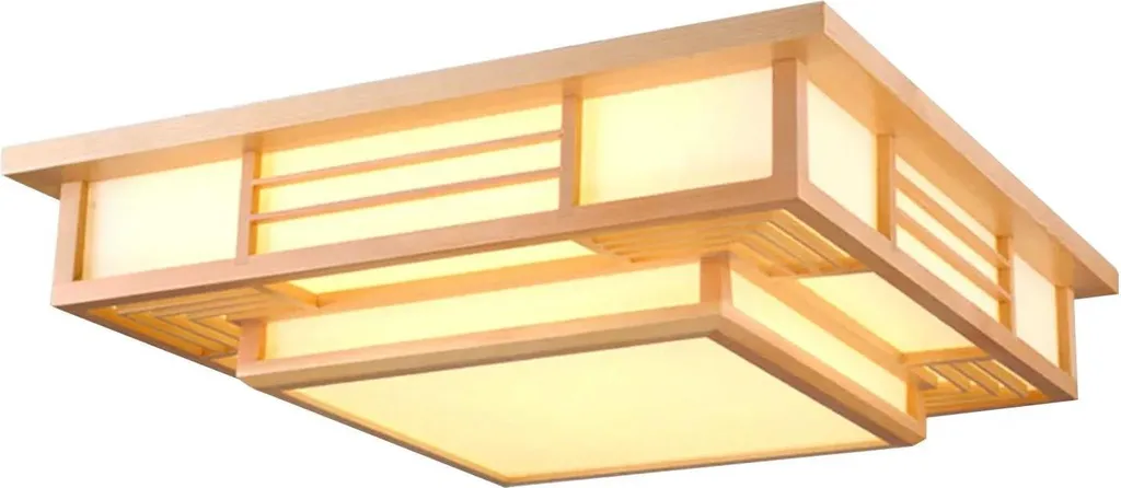 Plafoniera Legno Giallo Giapponese - Luce Soffitto Design Dimmerabile
