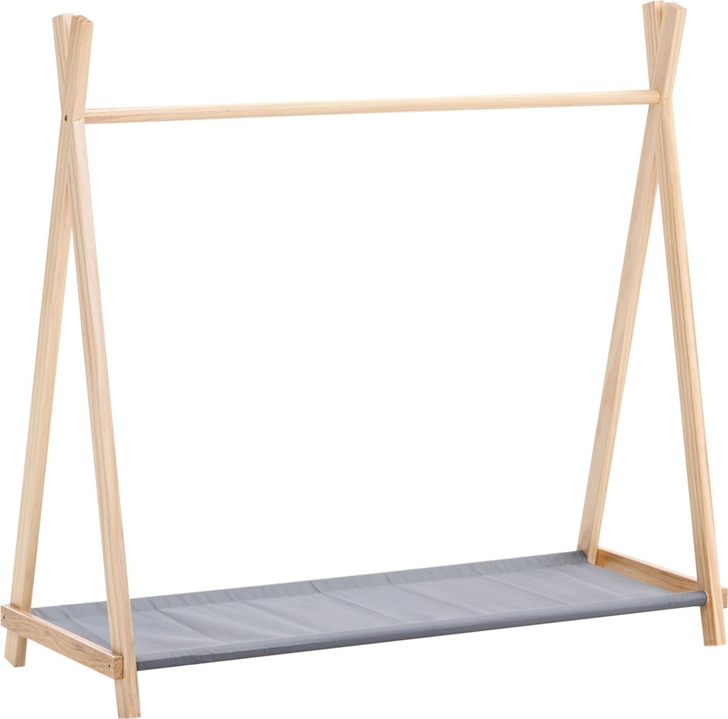 BELIANI Kinder Kleiderständer Hellbraun / Grau aus Kiefernholz Tipi Design Aufbewahrung Garderobenständer für Kinderzimmer