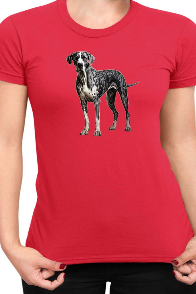 Damen T-Shirt Dogs Breeds Great Dane Dog Breed 006, Lady S / Rot