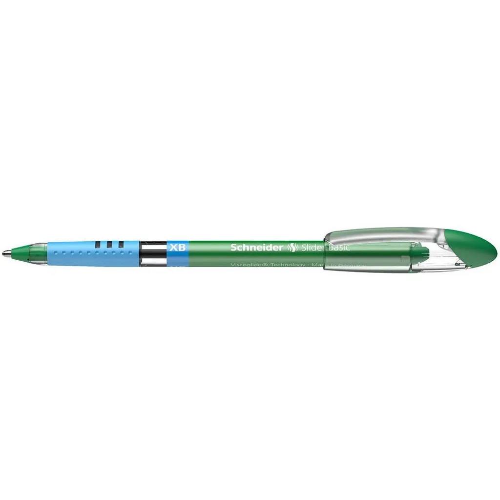 Stylos Bille à Encre Verte Schneider Slider Basic XB pour Bureau - 10 Uds