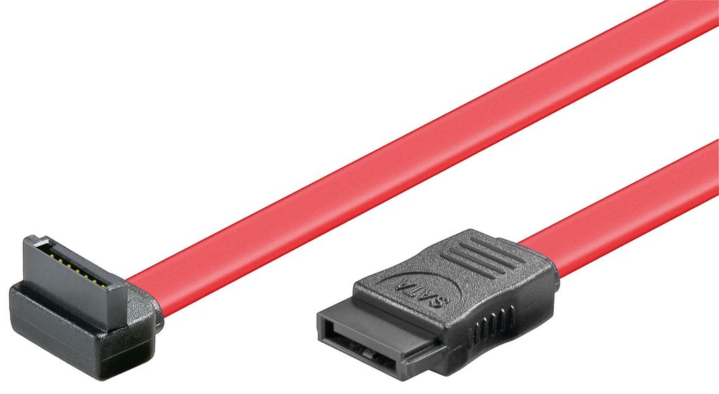 Goobay 68177 HDD S-ATA Kabel 1.5 GBits / 3 GBits 90°, 0.5 m, Rot - SATA L-Typ Stecker > SATA L-Typ Stecker 90°
