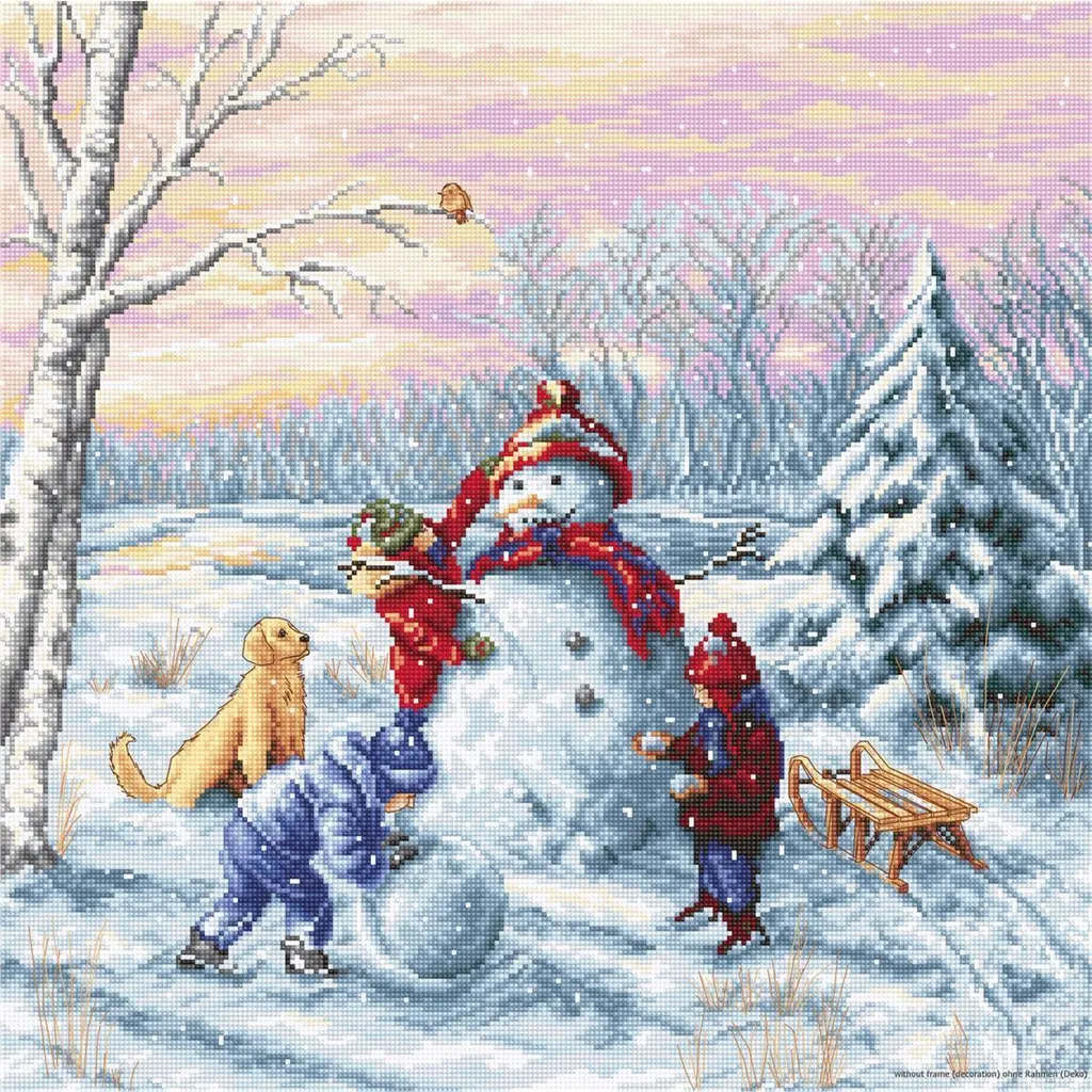 Kit de broderie point de croix pour adultes : Scène d'hiver à réaliser