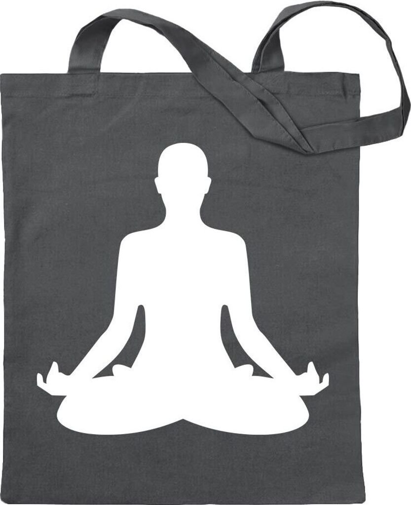 Kiwistar - Baumwolltasche - stahlgrau - Yoga Buddha-Natur - Tragetasche Stoffbeutel Umhängetasche Langer Henkel