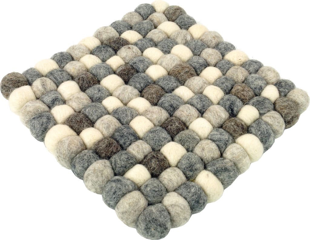 Filzuntersetzer, Untersetzer aus Filzkugeln, Filzdekoration Quadratisch 20*20 cm - Hellgrau, Filz,Wolle, Untersetzer, Tabletts