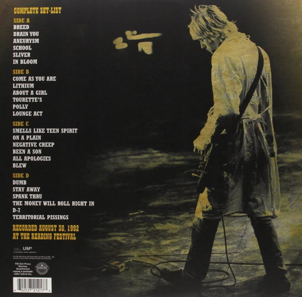 Album Live à Reading Nirvana Double Vinyle 180g Édition Remastérisée