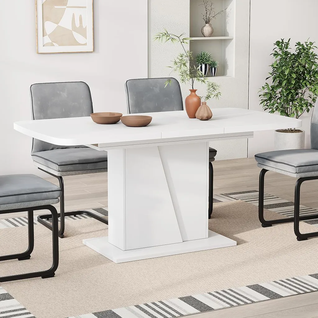 Table de salle à manger Vicco Fenaro Blanc 120x80cm extensible 56585