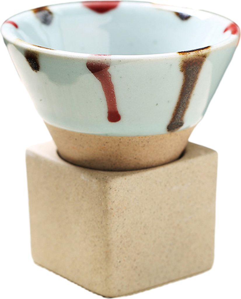 100 ml grobe Keramik-Trichterkaffeetasse mit Boden, hitzebeständig, handgefertigt, japanischer Stil, Latte Cappuccino, Tee, Espresso, konische Tas...