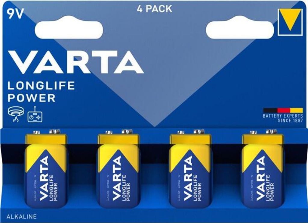 Alkali-Batterien Longlife Power 9V X4
