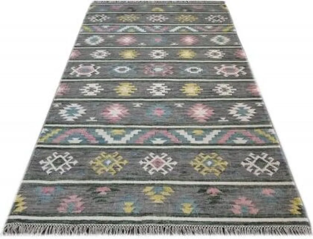 Tapis Kelim Peru 1305 gris-multi 155x240 cm : facile à entretenir