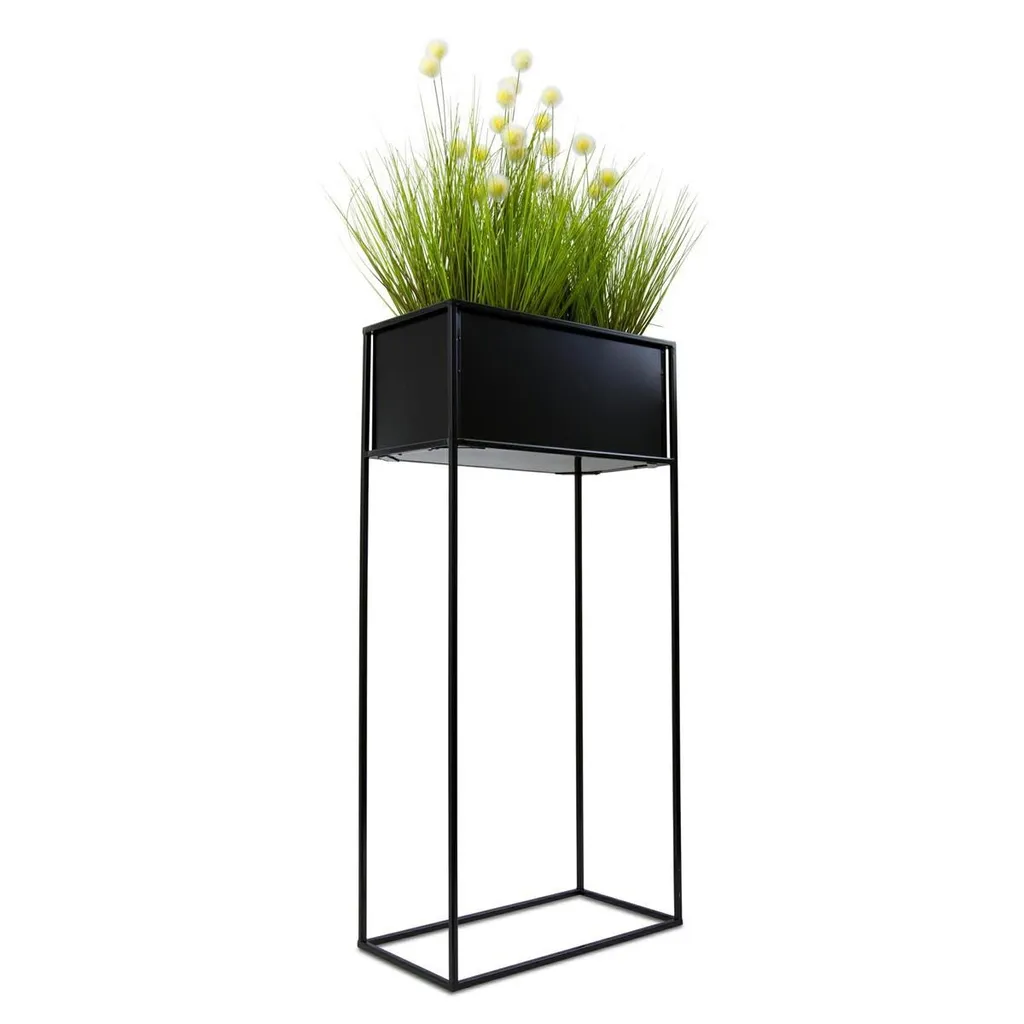Porte-seau à fleurs vertical 90 cm en métal noir pour salon et balcon