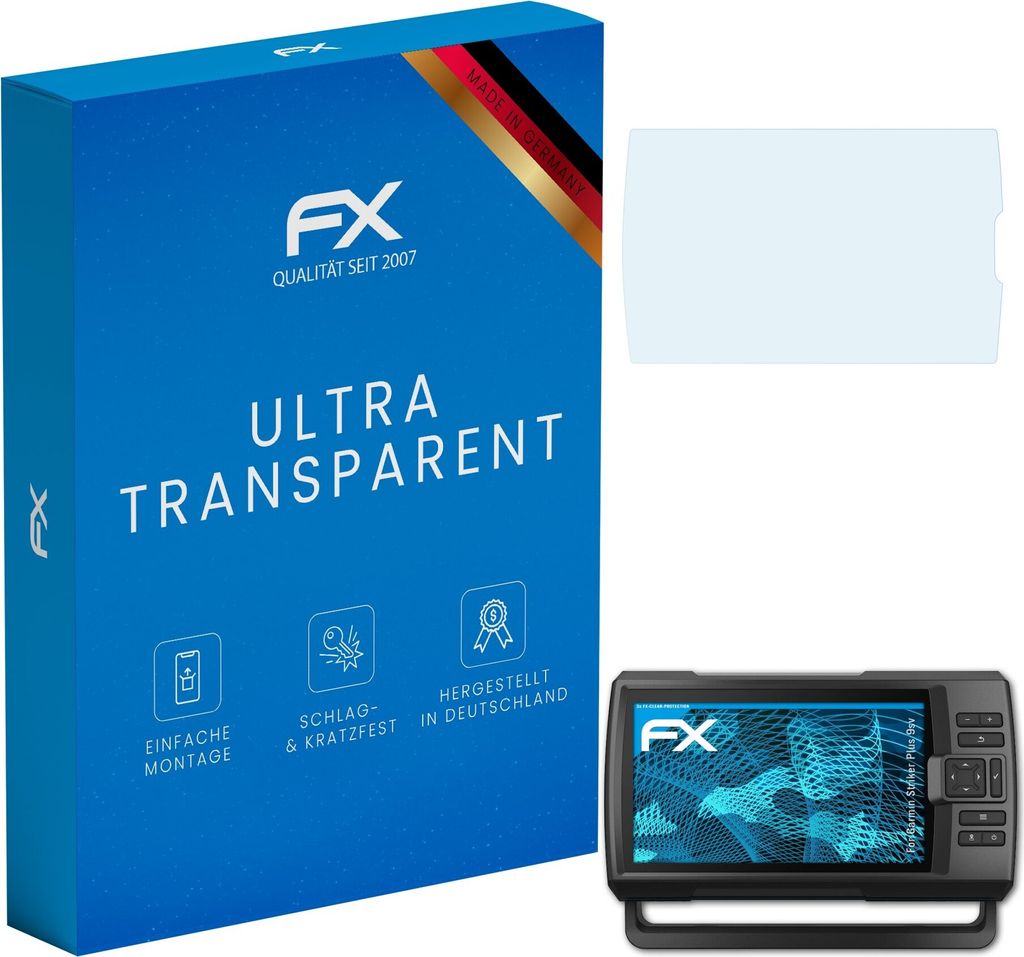 atFoliX FX-Clear 3x Schutzfolie kompatibel mit Garmin Striker Plus 9sv Displayschutzfolie
