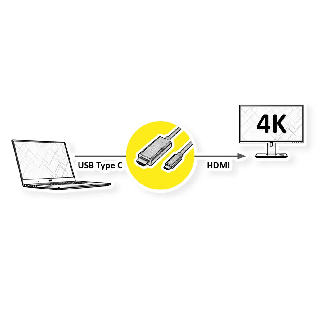 Câble 1m pour Connecter un PC USB-C sur un Écran HDMI - Solution 4K - 2