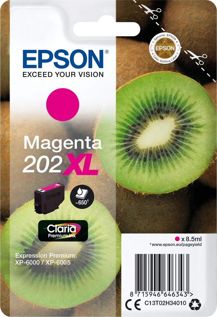 Epson 202XL Magenta C13T02H34020 Kiwi Originale - Resa Elevata 650 Pagine