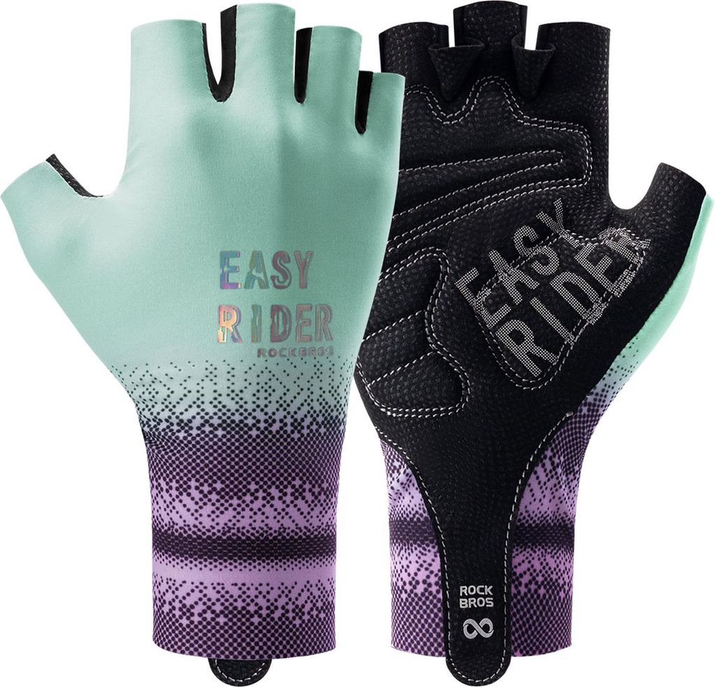 ROCKBROS kurze Fahrradhandschuhe Mountainbike Handschuhe Atmungsaktiv, Radhandschuhe Stoßdämpfend, Halbfinger-Handschuhe für MTB Blau XL