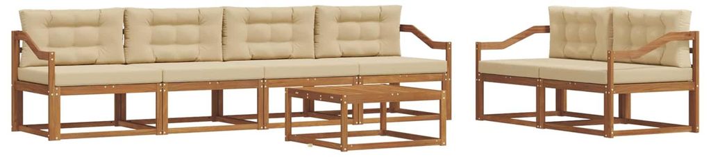 vidaXL Outdoor-Sofagarnitur mit Kissen 7 pcs Natur und Beige