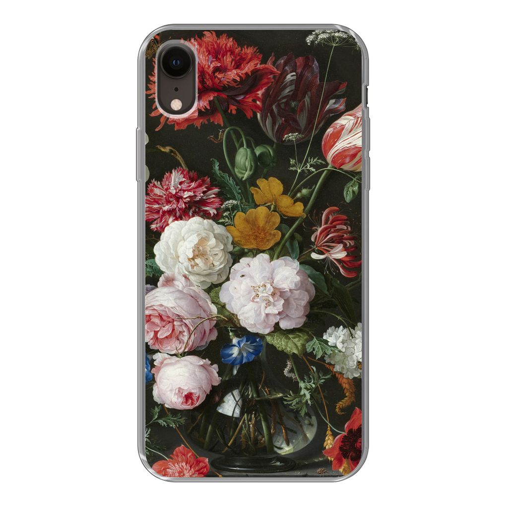 MuchoWow Handyhülle Schutzhülle Hülle für iPhone XR Stilleben mit Blumen in einer Glasvase - Gemälde von Jan Davidsz. de Heem Silikon Softca...