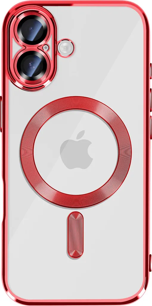 Custodia Avizar iPhone 17 Trasparente MagSafe Bordo Rosso - Minimal