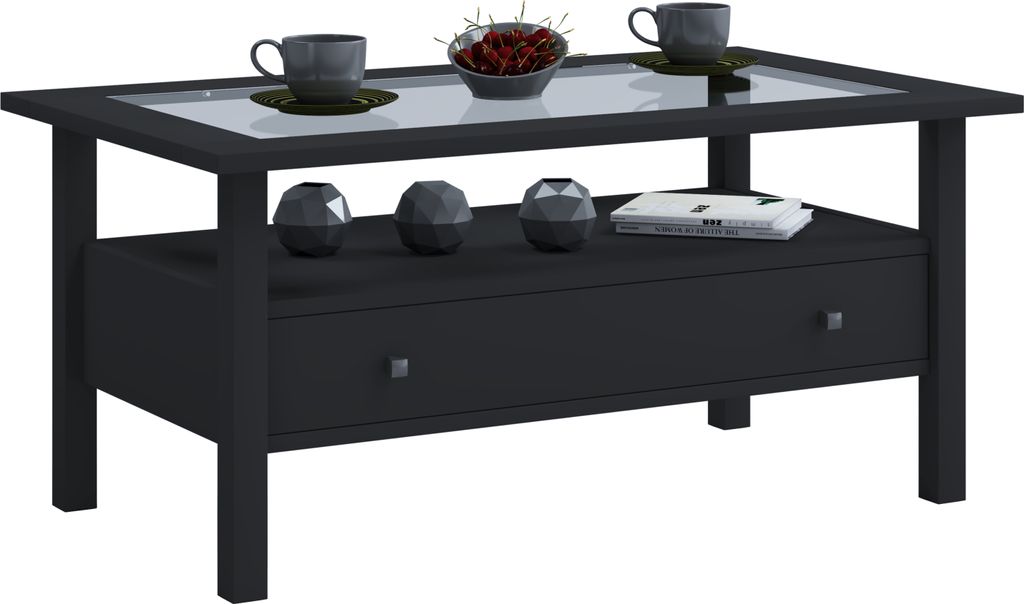 Table latérale en bois avec verre de sécurité ESG | Table Image du produit 