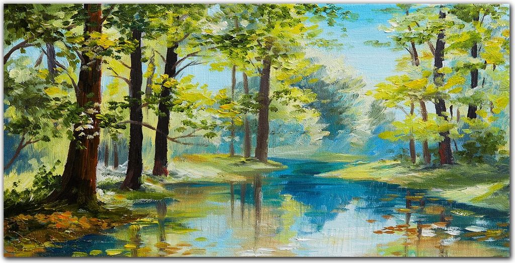 Coloray Bild aus Acryl 120 cm x 60 cm - Wanddekoration Wohnzimmer Acrylblock mit Bild Gehärtetes Acryl Dekoration Küche - River Forest Natur