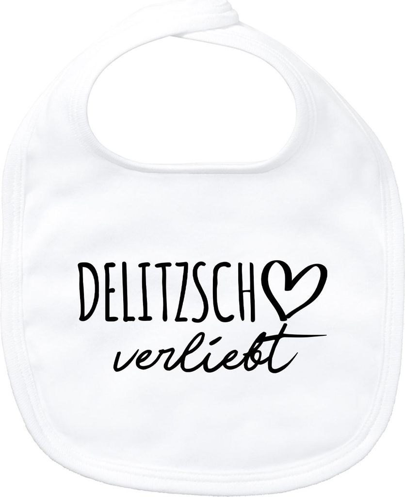 Huuraa Baby Lätzchen Delitzsch verliebt White Klettverschluss Baumwolle Latz Geschenkidee