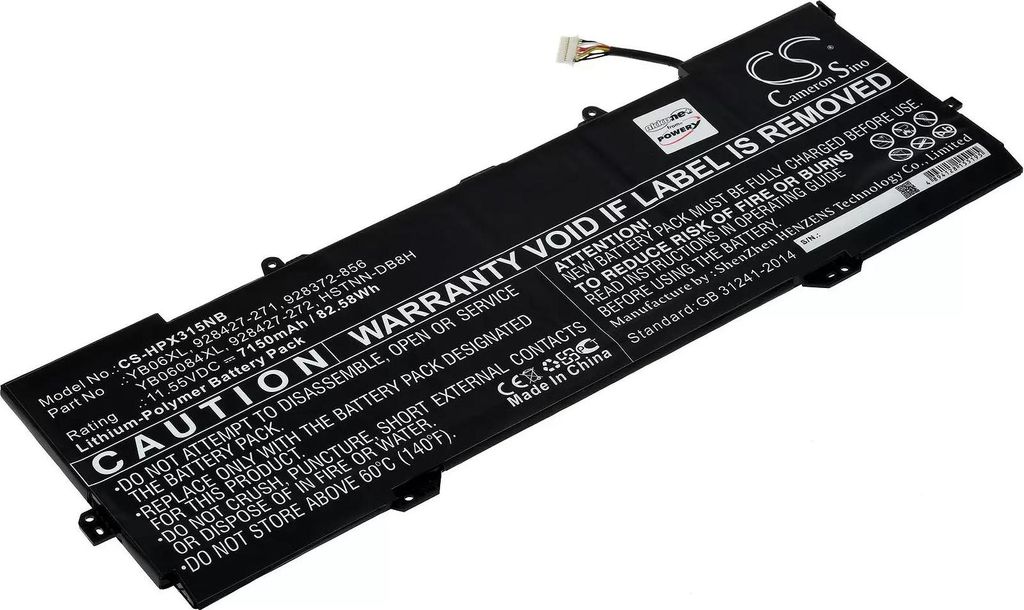 Akku passend für Laptop HP Spectre X360 15-ch002ng, X360 15-ch032ng, Typ YB06XL u.a. - 11,55V - 7150 mAh