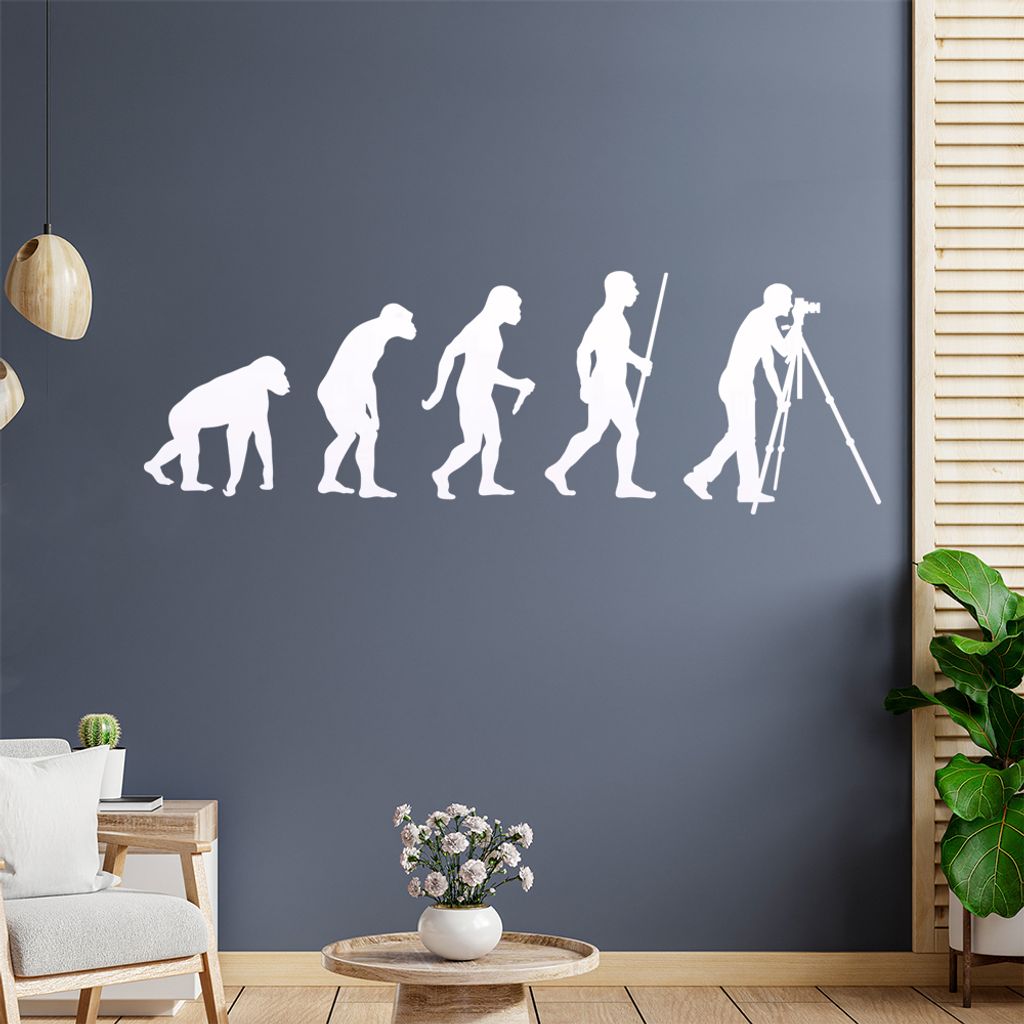 Fotograf Fotografie Evolution Wandtattoo Wandaufkleber Wall Sticker - Dekoration, Küche, Wohnzimmer, Schlafzimmer, Badezimmer