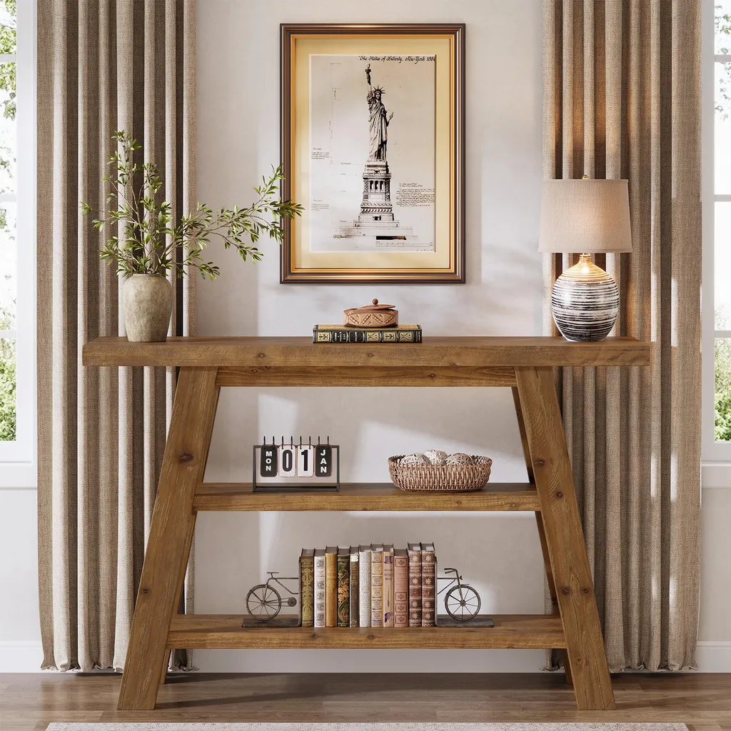 Console étroite en bois massif 120 cm pour optimiser les petits espaces