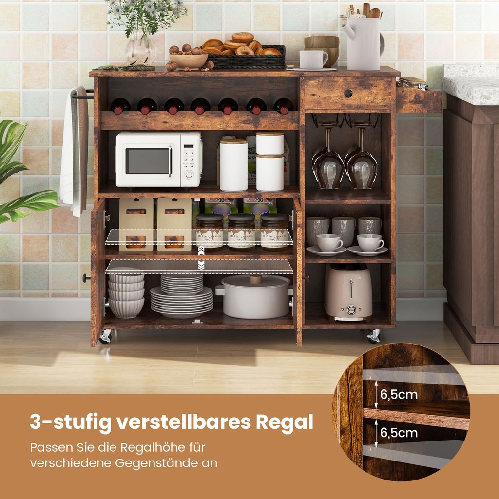 Wózek kuchenny COSTWAY na kółkach, wyspa kuchenna ze Zdjęcie produktu 5
