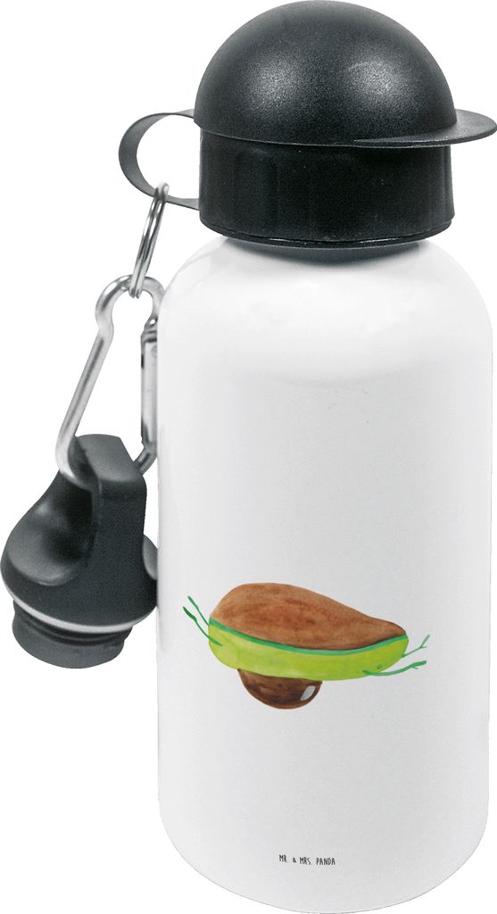 Mr. & Mrs. Panda Trinkflasche Avocado Yoga - Weiß - Geschenk, Bauch, Humor, Haha, Kinderflasche, Hilfe, Sport, Kindergarten, Kinder, Getränkeflas...