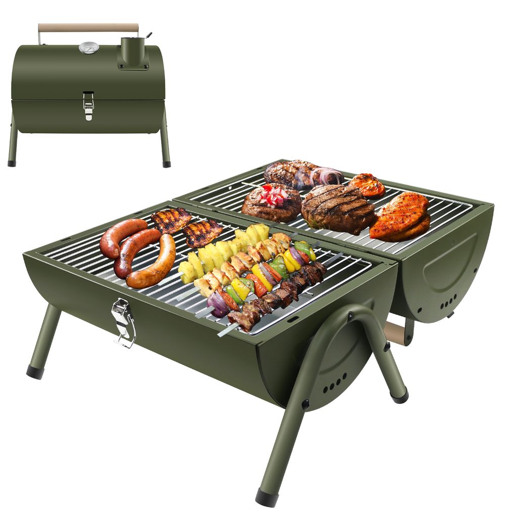 SunJas Holzkohlegrill K-GN22A  Reisegrill Edelstahl Produktbild 