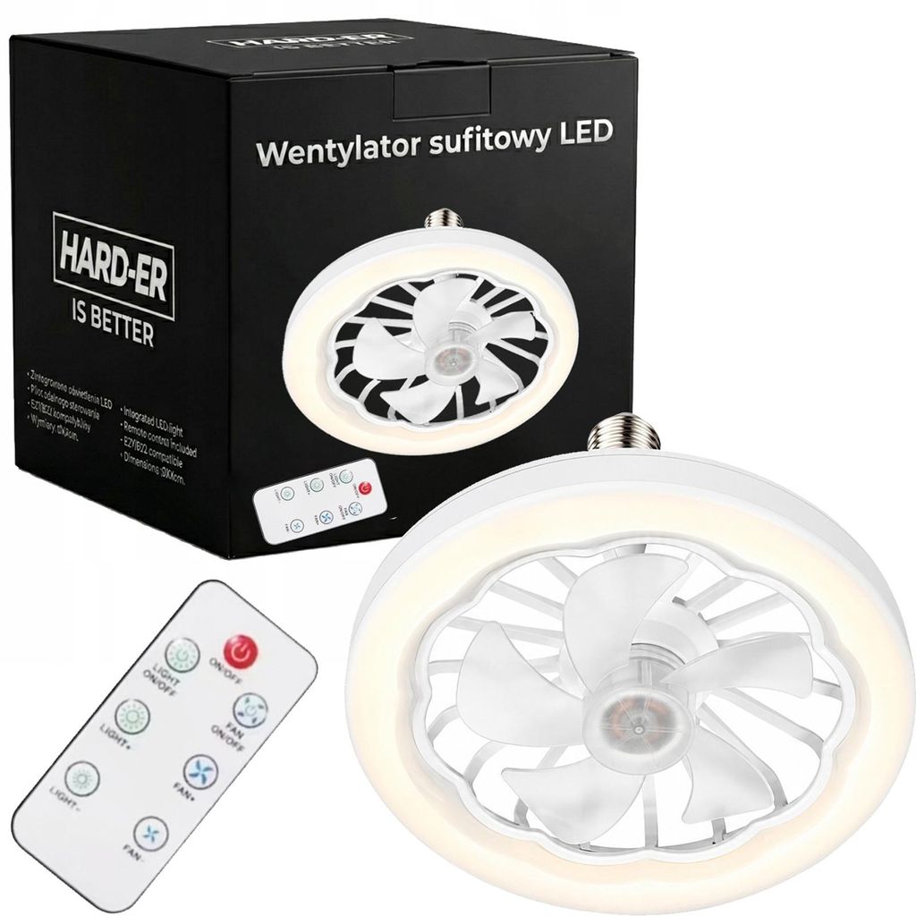 Wentylator sufitowy z oświetleniem LED E27, pilot, 3 Zdjęcie produktu 