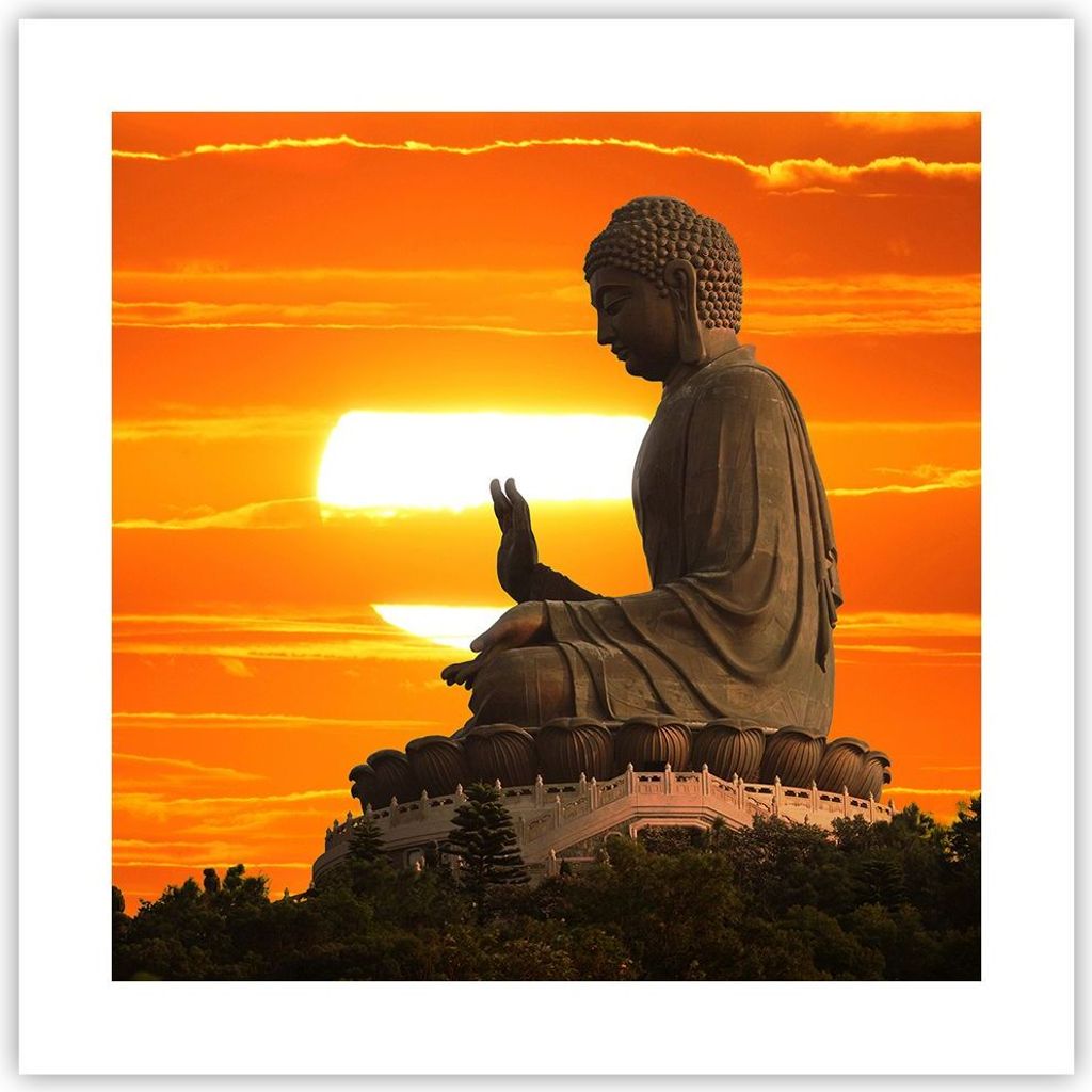 Poster - Poster ohne Rahmen - tempel buddha - 40x40 cm - Wand Bild - Wanddeko - Wandbilder - Kunstposter - Wandposter - Bilder - Kunstdruck - Wandd...