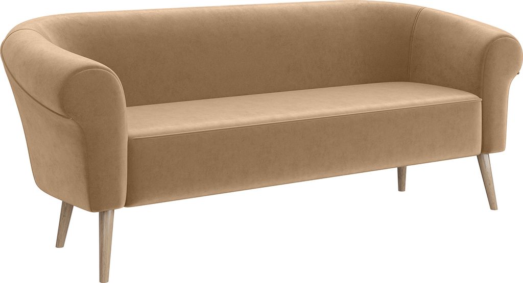 MEBLINI Mini Sofa 3-Sitzer für Wohnzimmer - Mini Lounge für drei Personen - Küchensofa - Sofa Klein - EMILIA - 3 - Beige Samt
