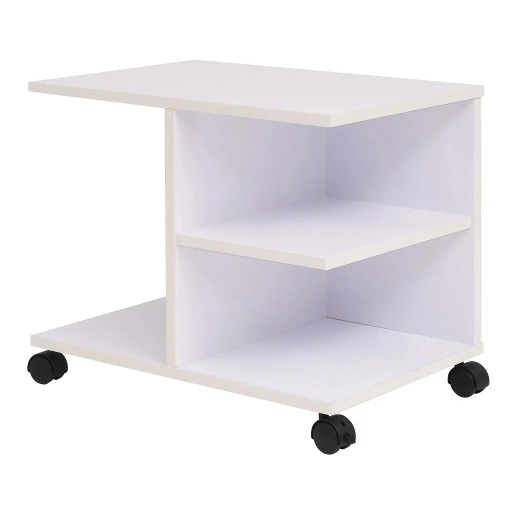 Petite table basse mobile blanche 50 cm - Desserte à roulettes pratique