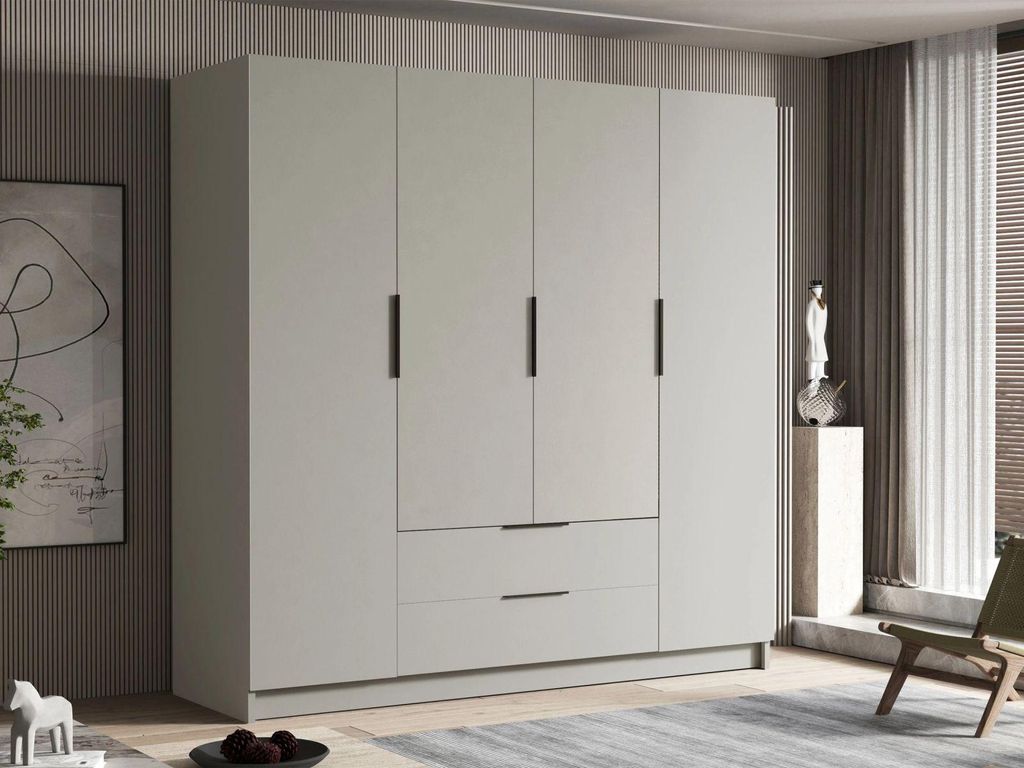 Veľká šatníková skriňa 200 cm BETILA - kašmír / čierna Obrázok produktu 