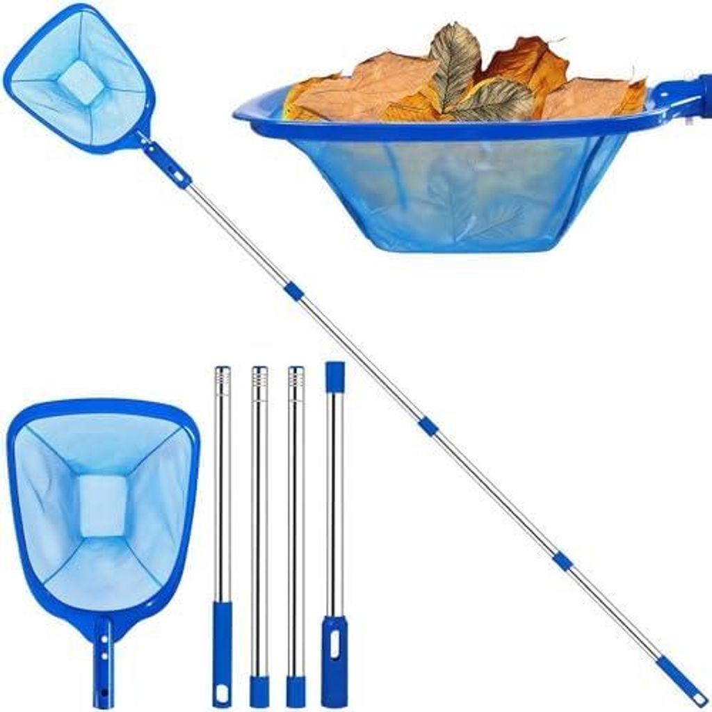 185 cm Pool Kescher, Poolkescher Fein mit Teleskopstange, Poolreinigung Pool Kescher Feinmaschig, Teichkescher für Schwimmbad, Teich, Algen & Best...